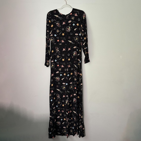 & Other Stories Dresses & Skirts - & other stories black long dress with space, planet and rockets pattern